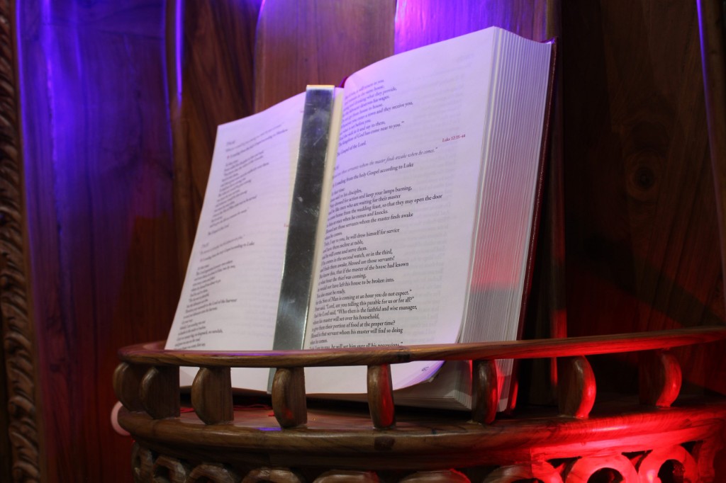 Open Gospel on the lectern at St Luke's Church